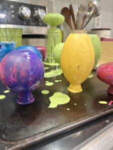acrylic poured glass bud vases